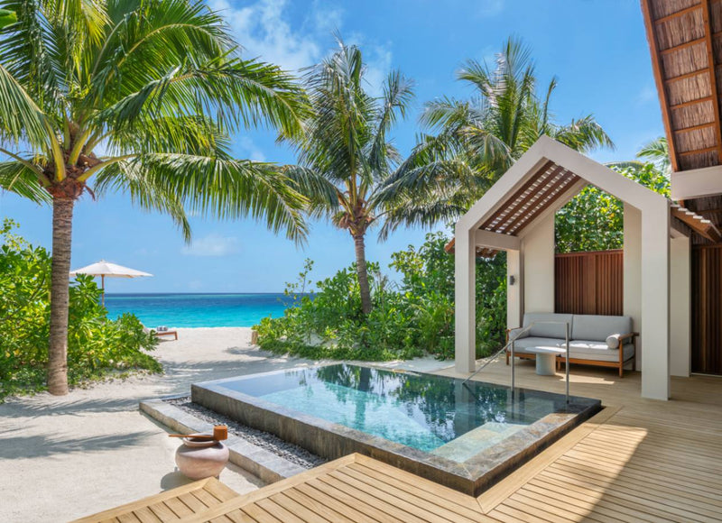 Second view of the pool deck of a Beach Pool Villa at JW Marriott Maldives
