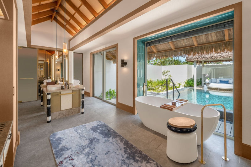 Bathroom of a Family Beach Pool Villa, JW Marriott Maldives Kaafu Atoll