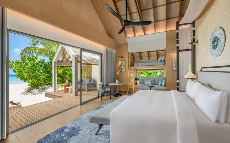 Bedroom of a Family Beach Pool Villa, JW Marriott Maldives Kaafu Atoll
