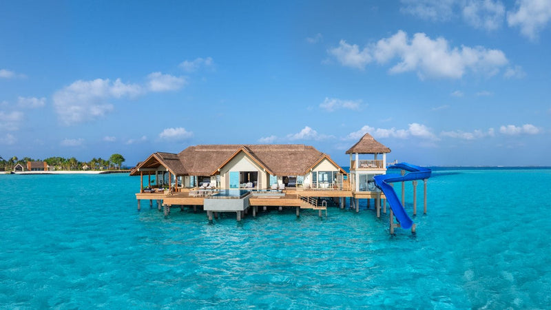 Exterior of the Ocean Residence, set over the lagoon at JW Marriott Maldives Kaafu Atoll