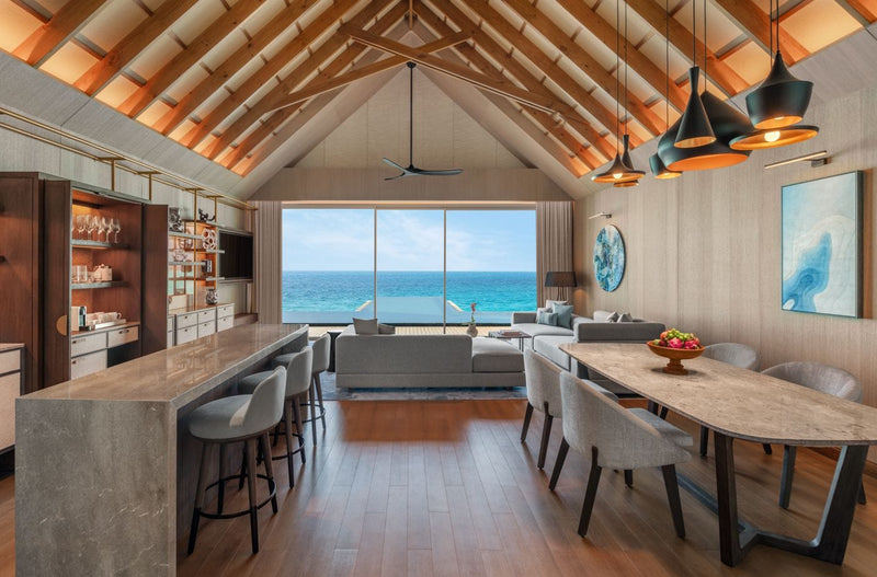 Living room of the Ocean Residence at JW Marriott Maldives Kaafu Atoll