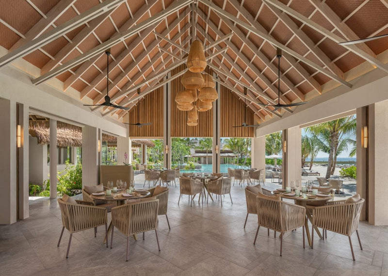 Restaurant dining area at JW Marriott Maldives Kaafu Atoll Island Resort