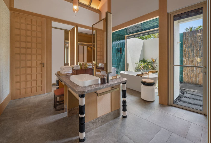 Bathroom of a Two Bedroom Beach Villa, JW Marriott Maldives Kaafu Atoll