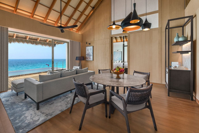 Living room of a Two Bedroom Overwater Villa, JW Marriott Maldives Kaafu Atoll