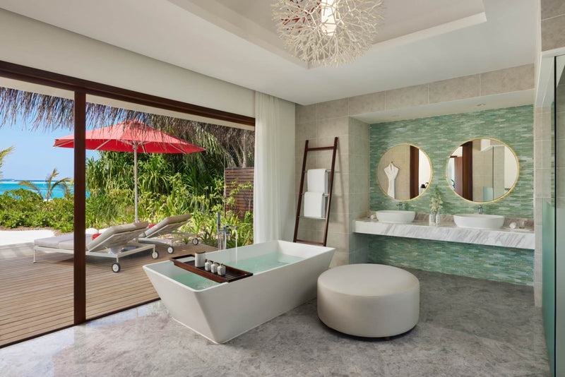 Bathroom of a One Bedroom Beach Pool Pavilion at Niyama Private Islands