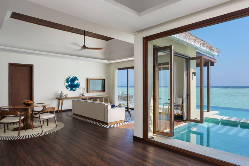 Living room of a One Bedroom Ocean Pool Pavilion at Niyama Private Islands