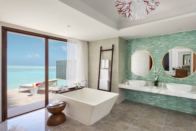 Bathroom of an Over Water Pool Villa at Niyama Private Islands