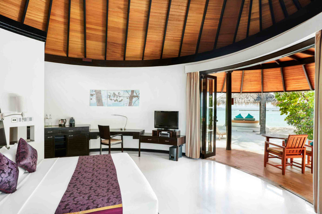 Inside a Deluxe Beach Villa at Sun Siyam Iru Fushi, on the sand