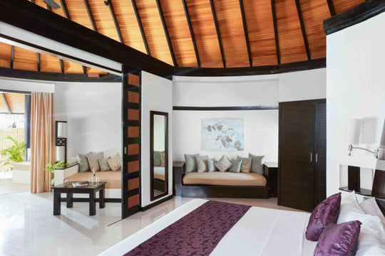 Inside a Family Deluxe Beach Villa with Pool at Sun Siyam Iru Fushi, 206 sq m on the sand