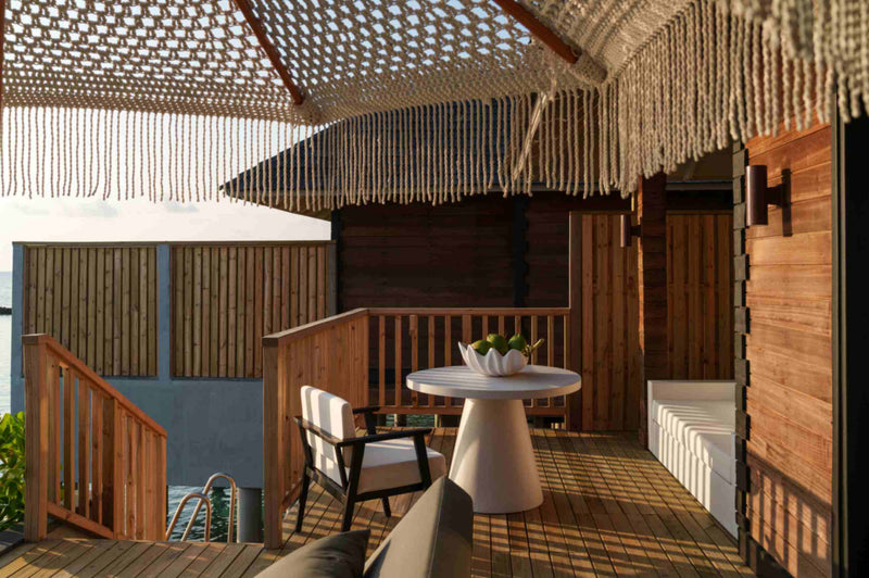 Sunset Horizon Water Villa with Pool at Sun Siyam Iru Fushi from outside, 129 sq m over the lagoon, west facing (3)