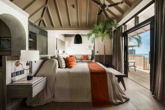 Water Villa with Pool at Sun Siyam Iru Fushi from outside, 123 sq m over the lagoon