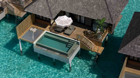 Water Villa with Pool at Sun Siyam Iru Fushi from outside, 123 sq m over the lagoon (2)