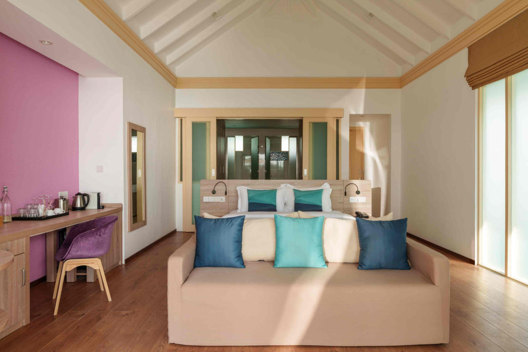 Interior of a Lagoon Villa with Pool and Slide at Siyam World, Noonu Atoll, Maldives