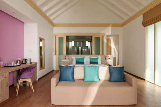Interior of a Lagoon Villa with Pool and Slide at Siyam World, Noonu Atoll, Maldives