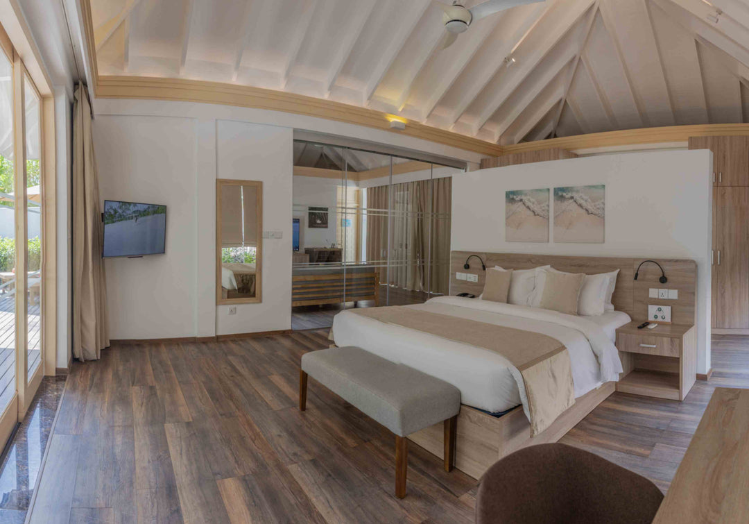 Villa living area at Siyam World, Noonu Atoll, Maldives
