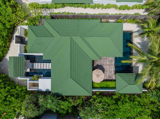 Aerial view of a villa with an upgraded private pool at Siyam World, Noonu Atoll, Maldives