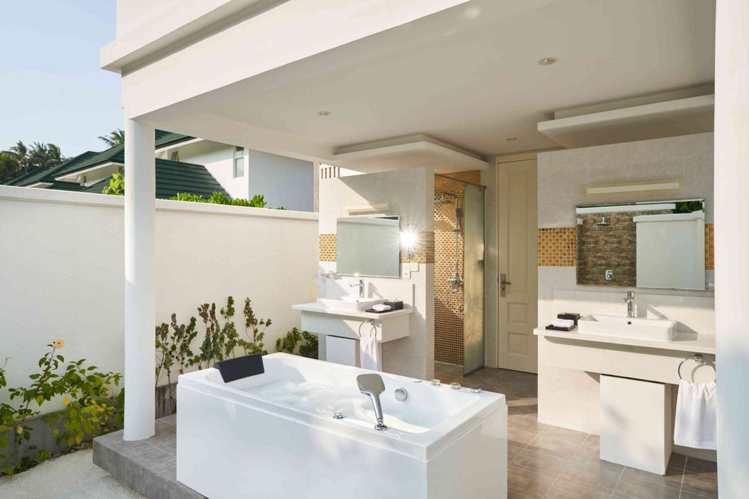 Bathroom of a Four Bedroom Beach Residence with Pool at Siyam World, Noonu Atoll, Maldives