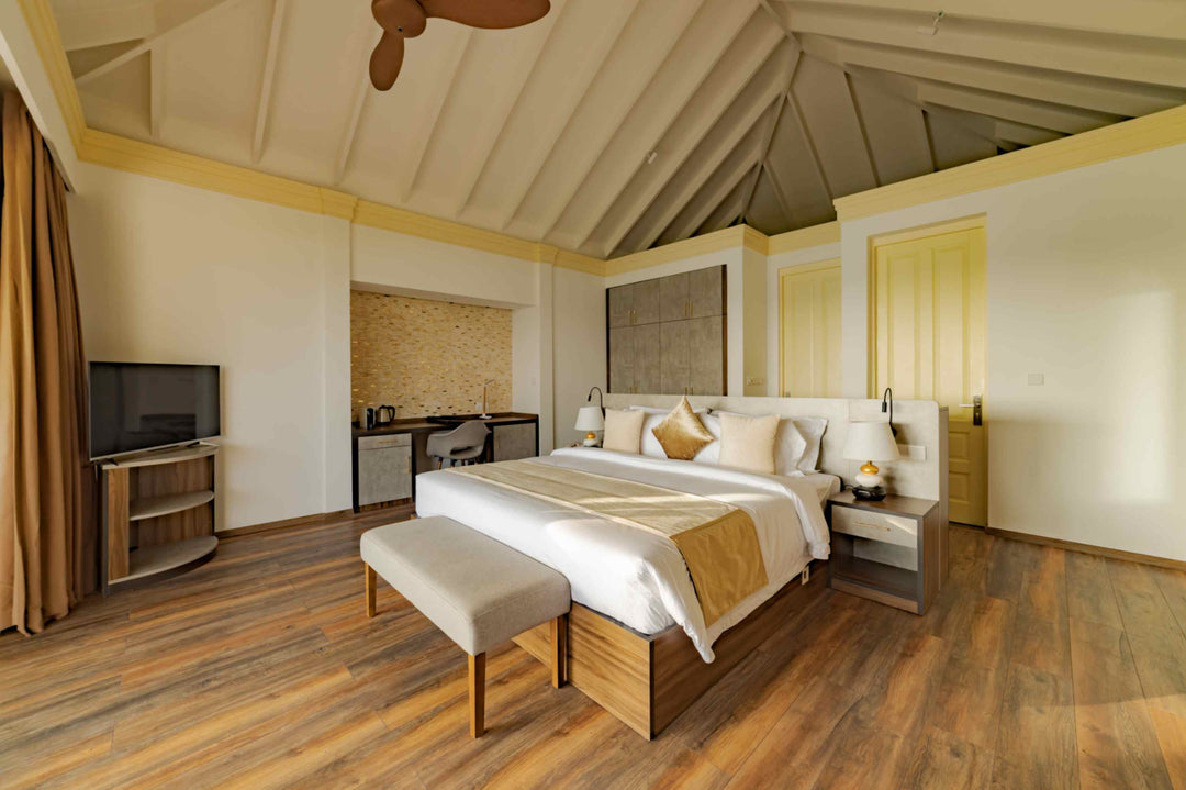 Bedroom of a Two Storey Pool Beach Residence at Siyam World, Noonu Atoll, Maldives