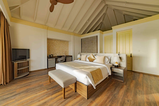Bedroom of a Two Storey Pool Beach Residence at Siyam World, Noonu Atoll, Maldives