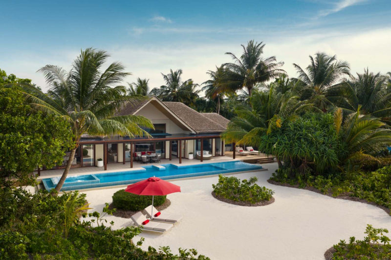 Private pool of a Two Bedroom Beach Pool Pavilion at Niyama Private Islands in daylight