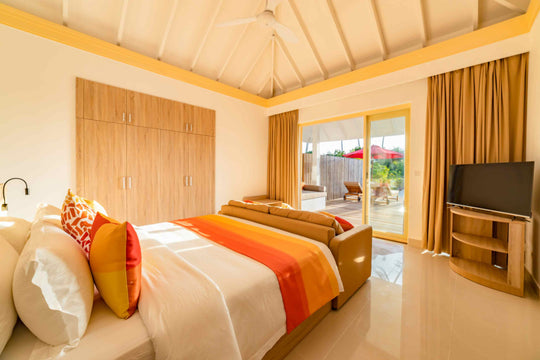 Bedroom of a Two Bedroom Pool Beach Villa at Siyam World, Noonu Atoll, Maldives