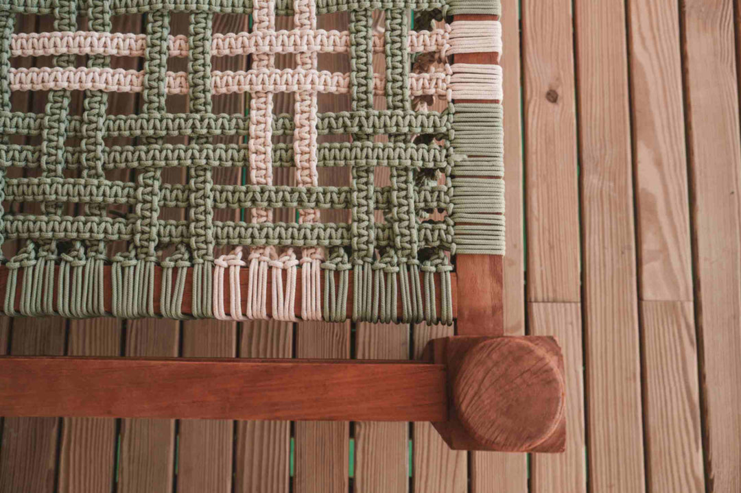 A woven wall hanging and timber panelling in a villa at ananea Madivaru Maldives