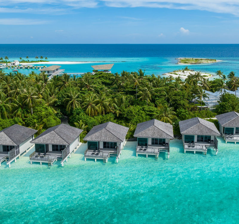 The Lagoon Villas at Le Méridien Maldives Resort & Spa seen from the air