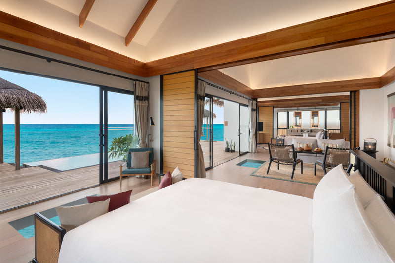 A Two-Bedroom Overwater Pool Villa at Hilton Maldives Amingiri Resort & Spa.