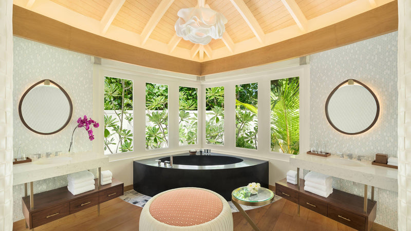 The bathroom of a Beach Pool Villa at JW Marriott Maldives Resort & Spa