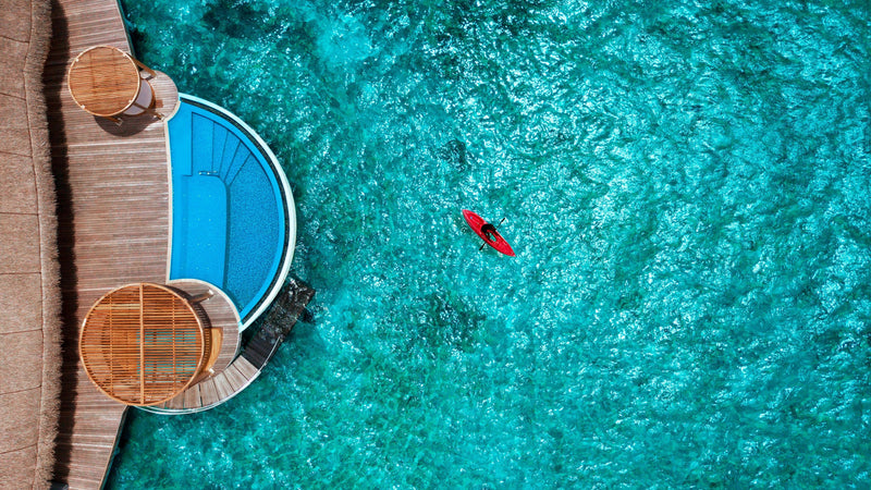 A Wow Ocean Escape villa at W Maldives, seen from outside