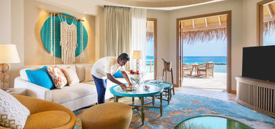Another view of the living room of an Ocean House with Private Pool at The Nautilus Maldives.