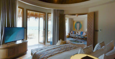 The bedroom of an Ocean House with Private Pool at The Nautilus Maldives.