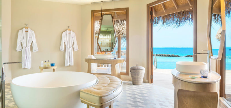 The bathroom of an Ocean Residence with Private Pool at The Nautilus Maldives.