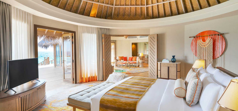 A further view of the bedroom of an Ocean Residence with Private Pool at The Nautilus Maldives.