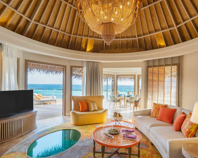 Another view of the living room of an Ocean Residence with Private Pool at The Nautilus Maldives.