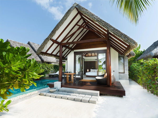 A Sunset Pool Beach Villa at Heritance Aarah, seen from outside.