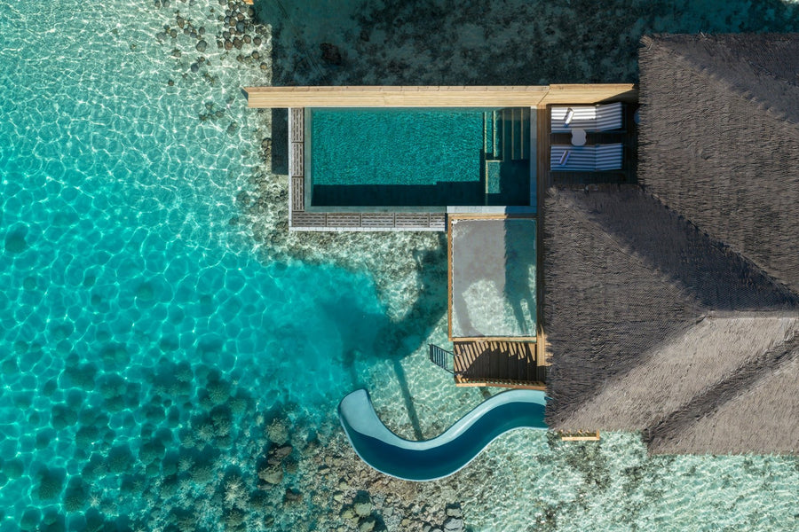Ocean Signature Villas at Sun Siyam Vilu Reef from the air