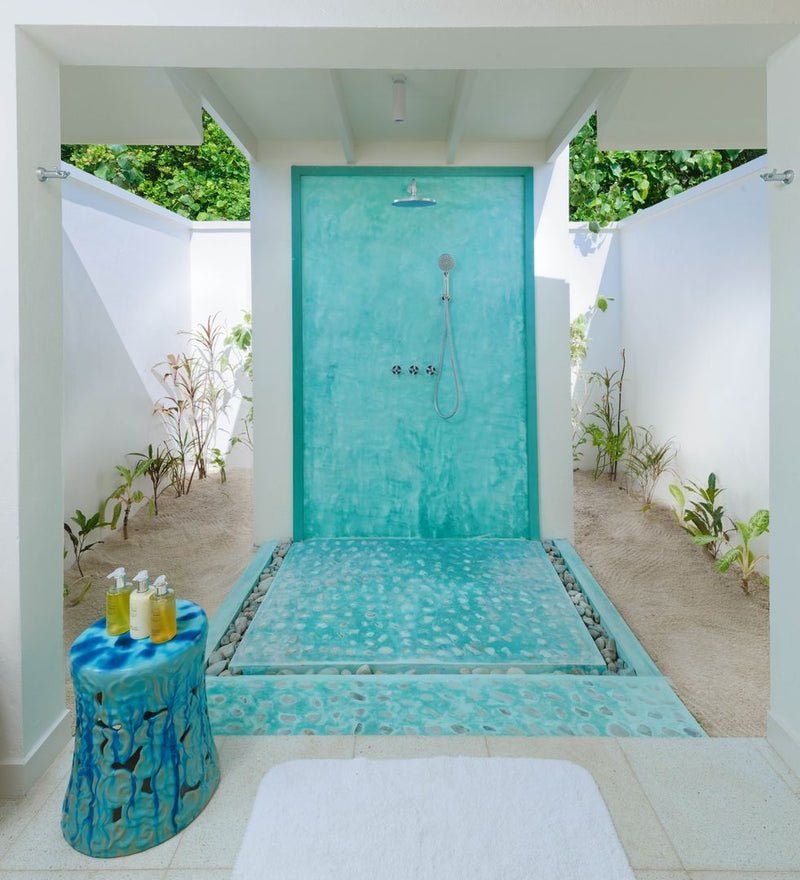 OBLU NATURE Helengeli by SENTIDO, North Malé Atoll: an open-air shower in a villa's walled garden