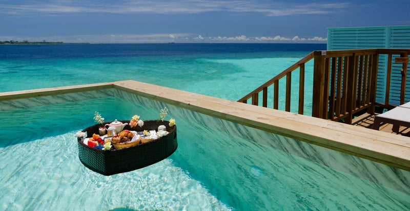 OBLU NATURE Helengeli by SENTIDO, North Malé Atoll: a floating breakfast tray in a villa pool