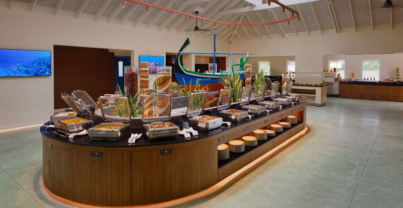 OBLU NATURE Helengeli by SENTIDO, North Malé Atoll: the buffet counters at The Spice restaurant