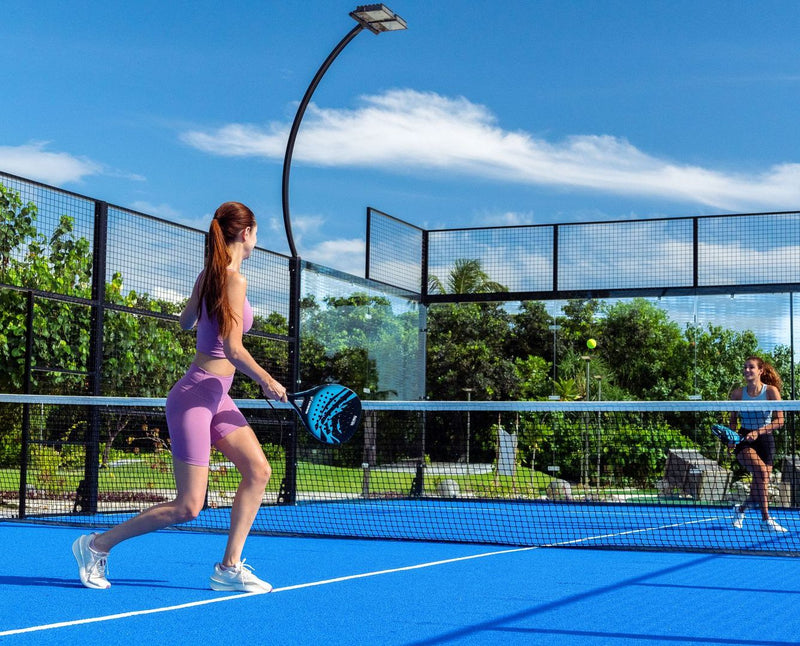 RAAYA by Atmosphere, Raa Atoll: a guest playing padel on the sports court