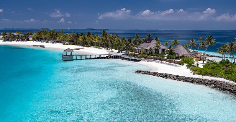 OBLU SELECT Lobigili, North Malé Atoll: the island and its beach from the air