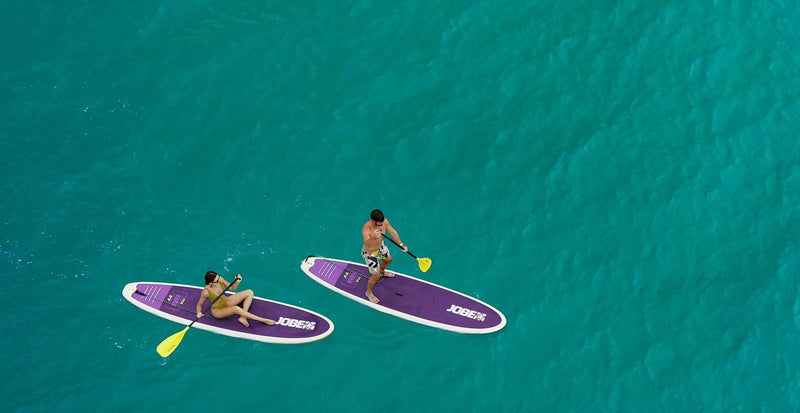 OBLU SELECT Lobigili, North Malé Atoll: two guests on paddleboards, from above