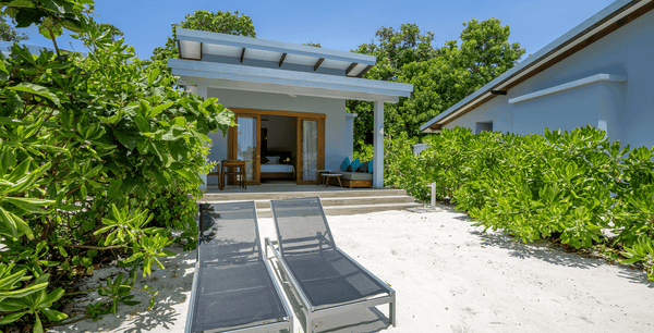 Another view outside a Sunset Beach Villa at Ifuru Island Maldives.