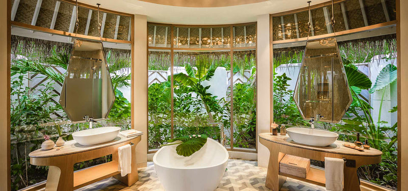 The bathroom of a Beach House with Private Pool at The Nautilus Maldives.