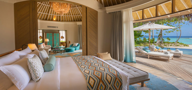 Another view of the bedroom of a Beach House with Private Pool at The Nautilus Maldives.