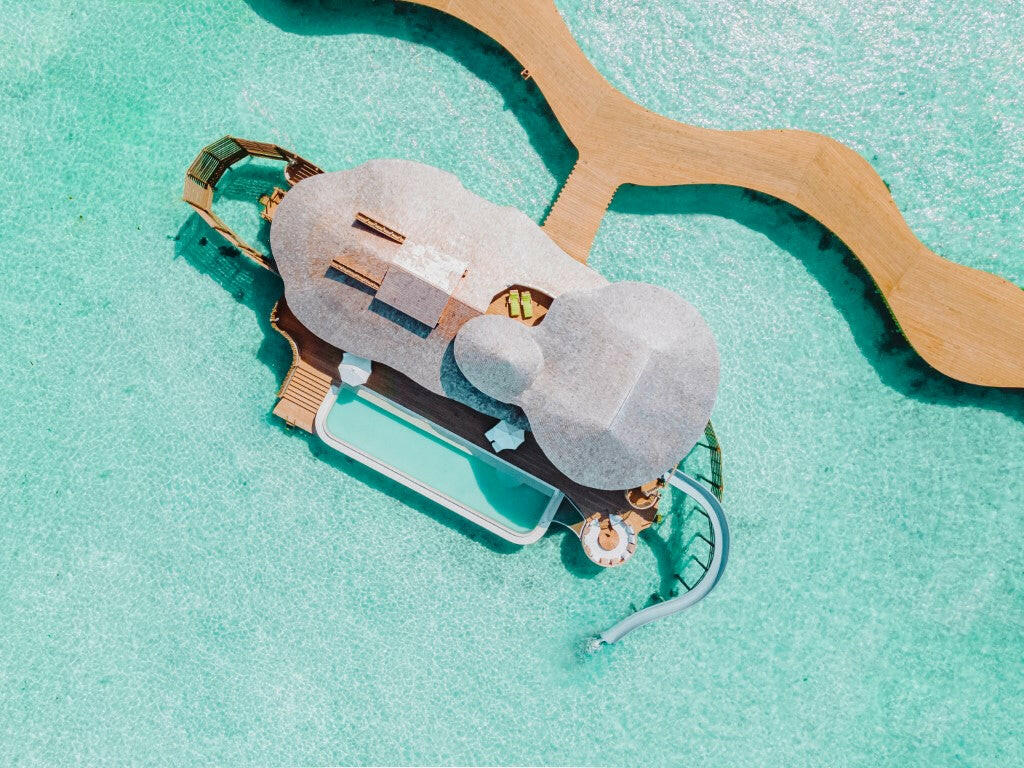 Soneva Jani, Noonu Atoll — aerial view of the island
